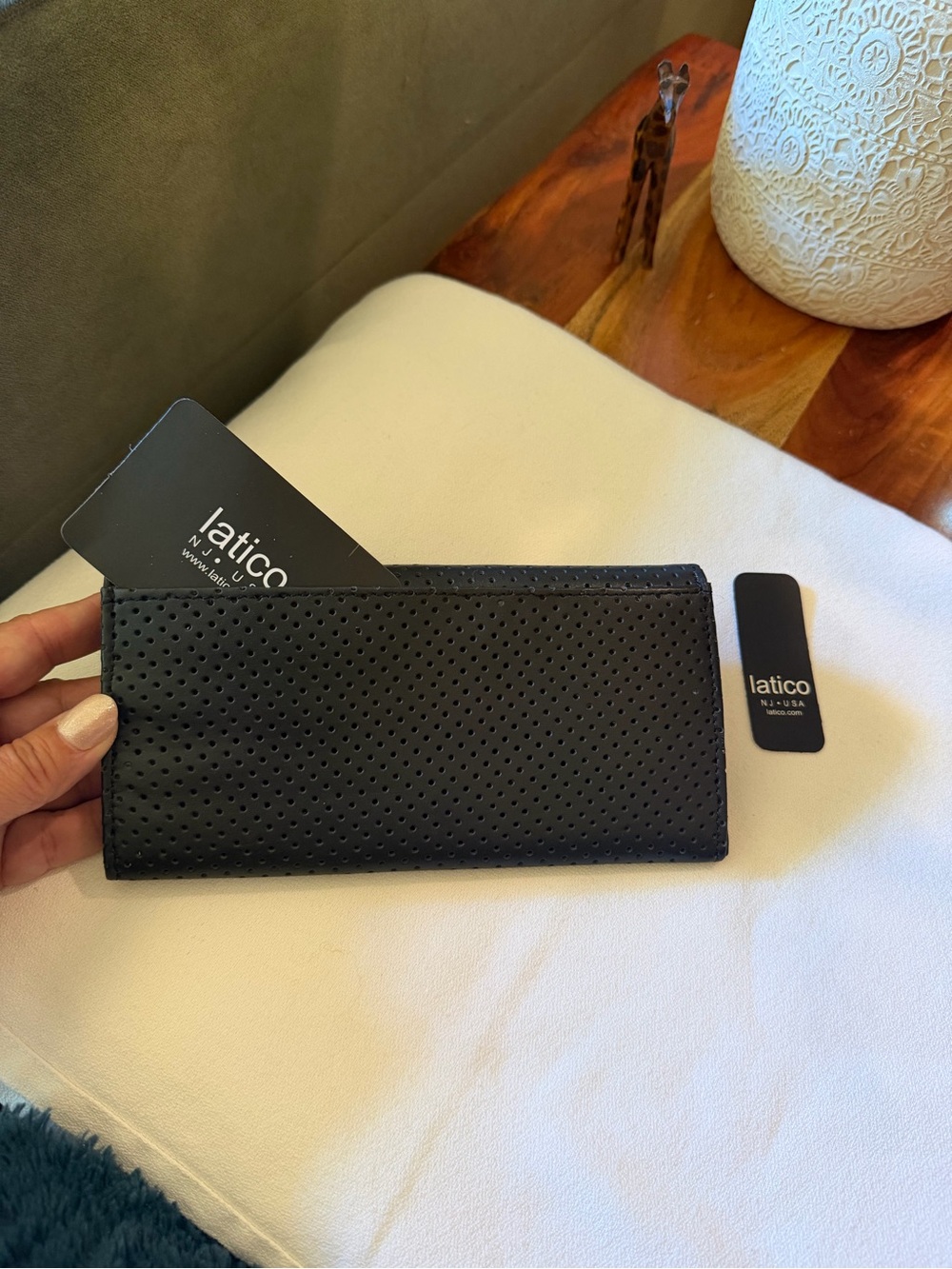 latico Black Perforated Leather Snap Wallet with Silver Accents - Picture 4 of 4